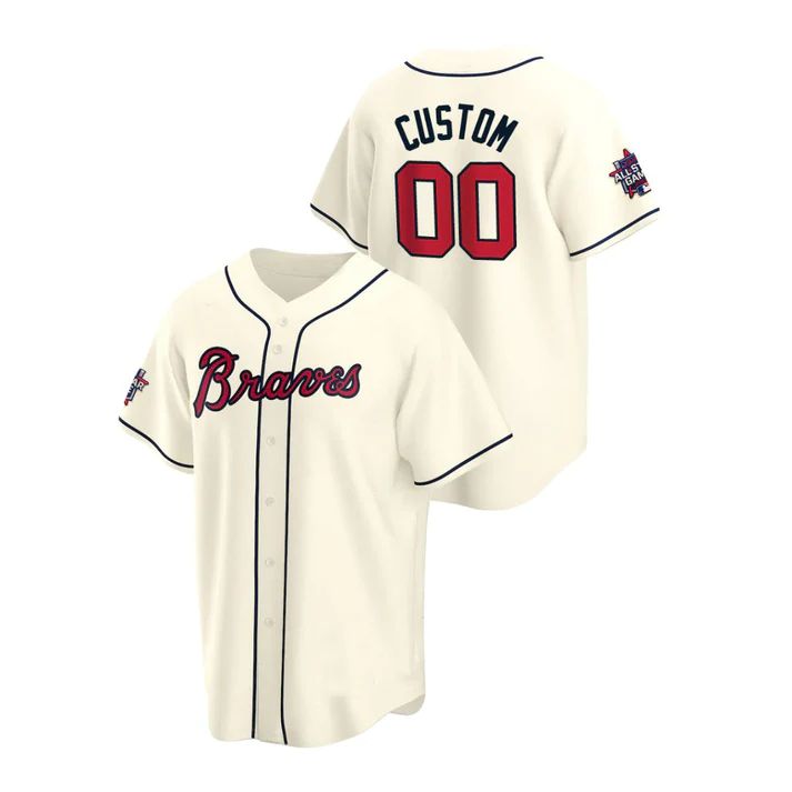 Custom Atlanta Braves Cream Men Youth Women Team Name Number Birthday gift 2021 All Star Stitched Baseball Jerseys baseball jersey product view 1