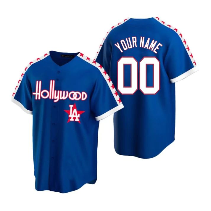 Custom Los Angeles Dodgers jersey Blue Hollywood Stitched Personalized Baseball Jerseys baseball jersey product view 1
