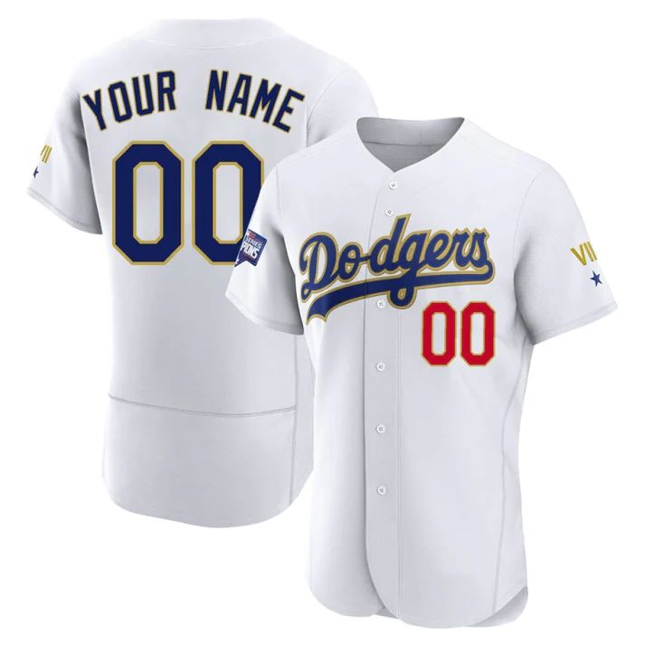 Custom Los Angeles Dodgers White Gold Program Stitched Baseball Jerseys baseball jersey product view 1