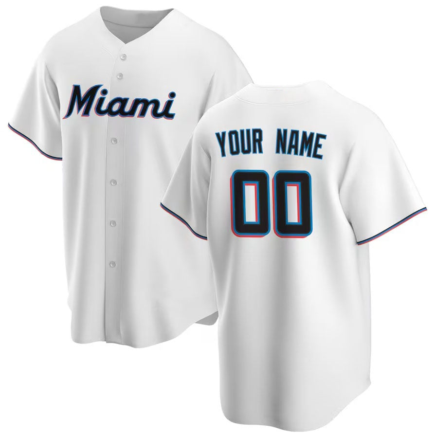 Custom Miami Marlins Home Replica Jersey - White Stitched Baseball Jersey baseball jersey product view 1