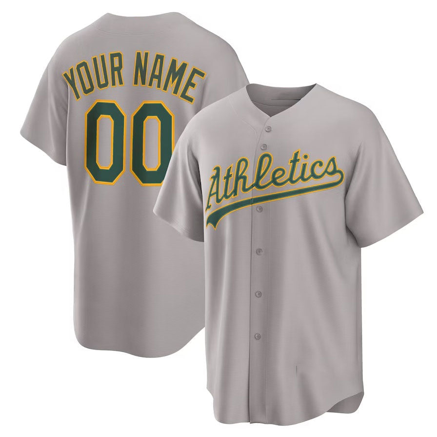 Custom Oakland Athletics Away Replica 2.0 Jersey - Gray Stitched Baseball Jersey baseball jersey product view 1