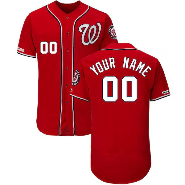 Custom Washington Nationals Majestic Alternate Scarlet Flex Base Stitched Baseball Jersey baseball jersey product view 1