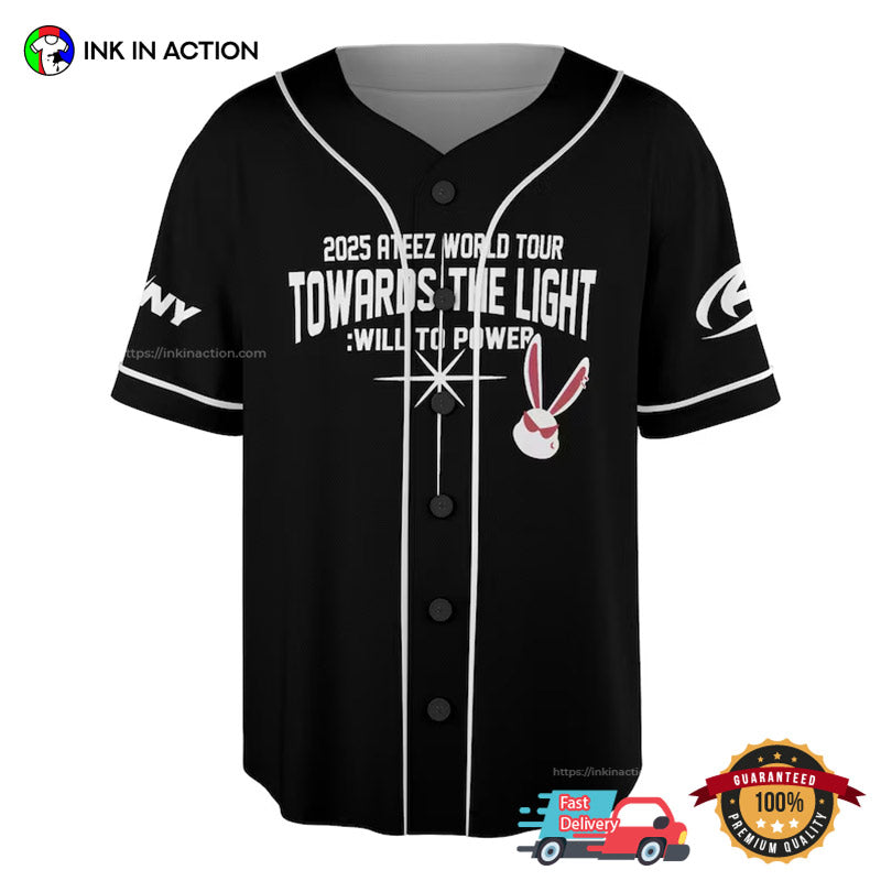 Customized Ateez World Tour Towards The Light Will To Power Baseball Jersey Unisex T-shirt, Sweatshirt, Hoodie, Long Sleeve Tee - T-Shirt, Sweatshirt, Hoodie