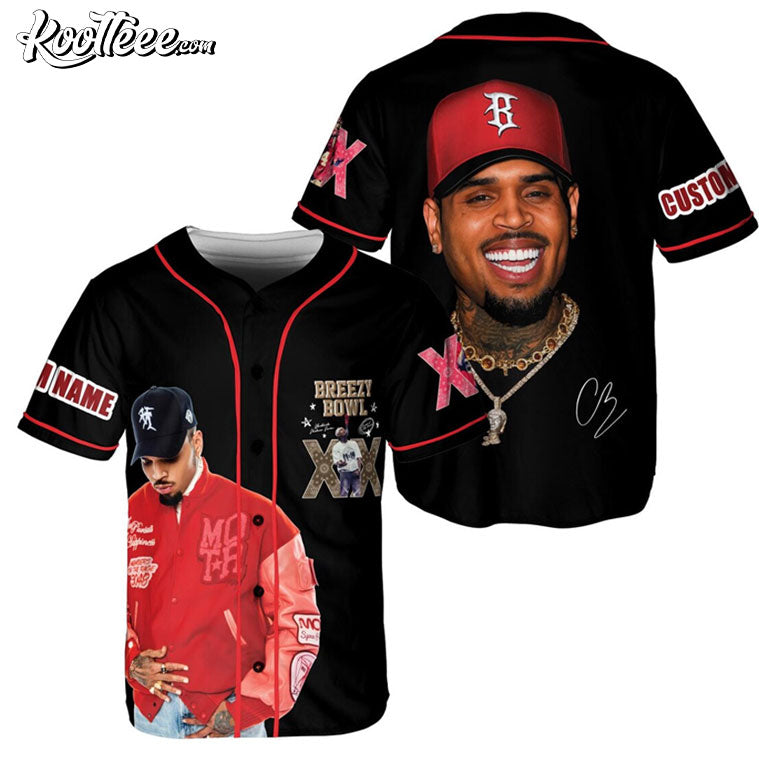 Customized Retro Chris Brown Breezy Bowl XX Baseball Jersey Unisex T-shirt, Sweatshirt, Hoodie, Long Sleeve Tee - T-Shirt, Sweatshirt, Hoodie