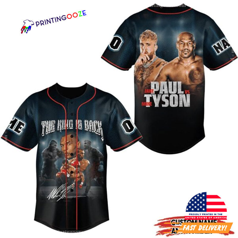 Customized The King Is Back Paul Vs Tyson Baseball Jersey Unisex T-shirt, Sweatshirt, Hoodie, Long Sleeve Tee - T-Shirt, Sweatshirt, Hoodie