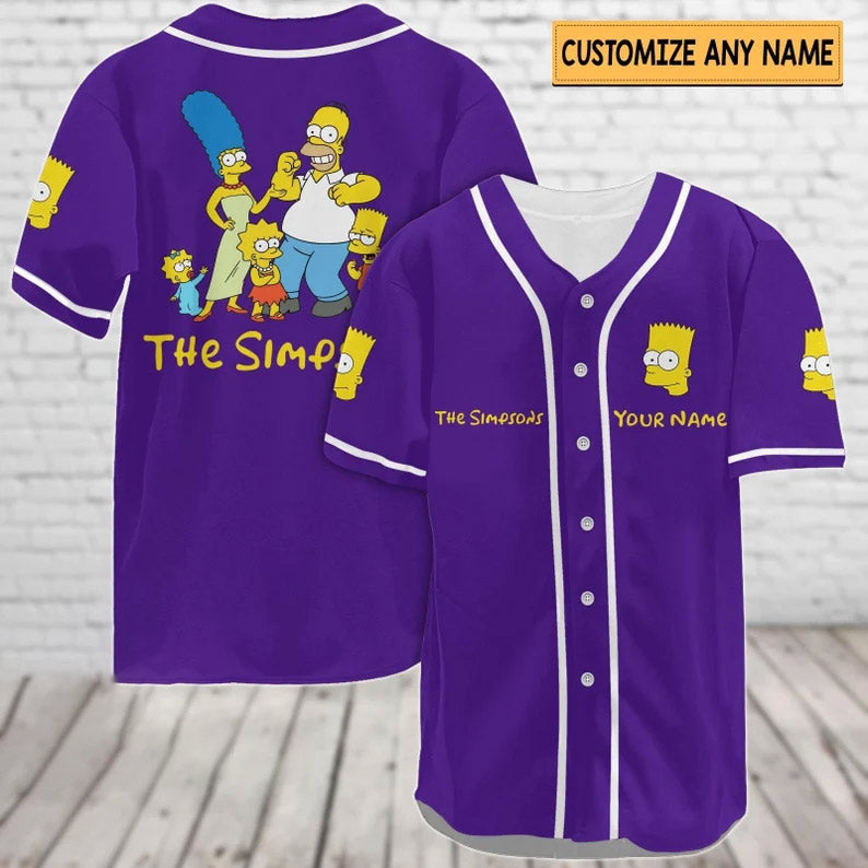Customized The Simpsons Baseball Jersey Unisex T-shirt, Sweatshirt, Hoodie, Long Sleeve Tee - T-Shirt, Sweatshirt, Hoodie
