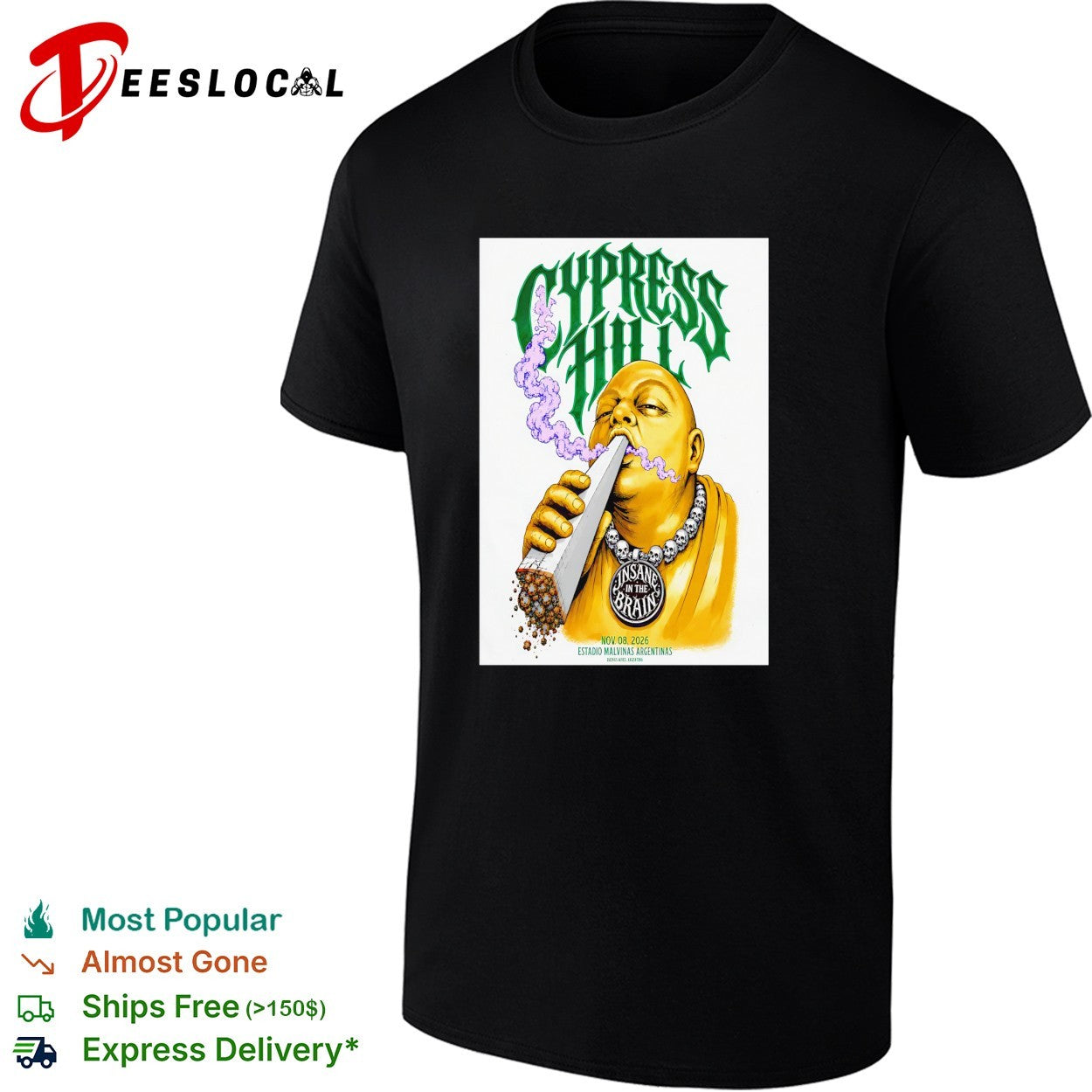 Cypress Hill Estadio Malvinas Argentinas 2026 poster shirt Unisex T-shirt, Sweatshirt, Hoodie, Long Sleeve Tee - T-Shirt, Sweatshirt, Hoodie