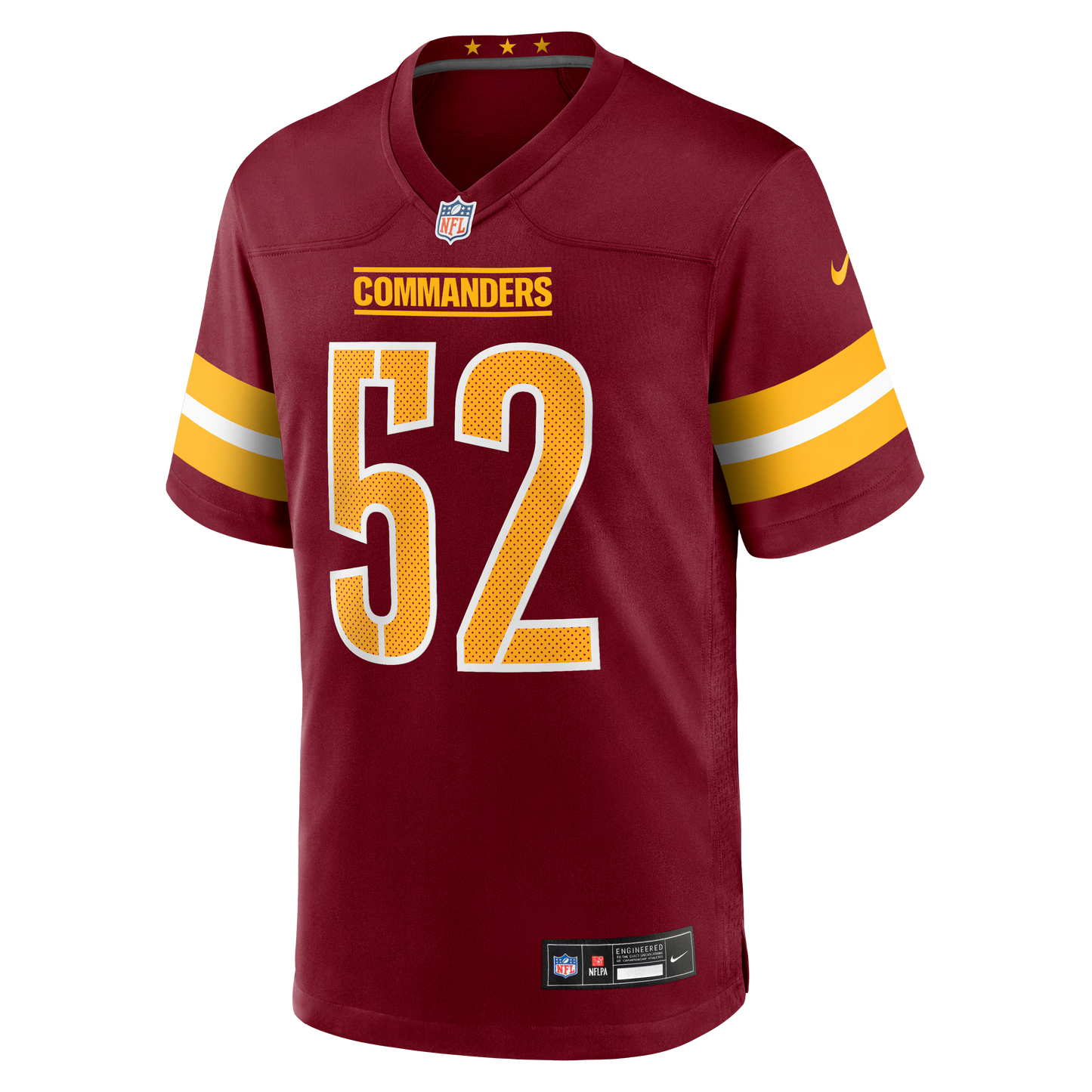 Washington Commanders Preston Smith Burgundy Team Game Jersey football jersey product view 1