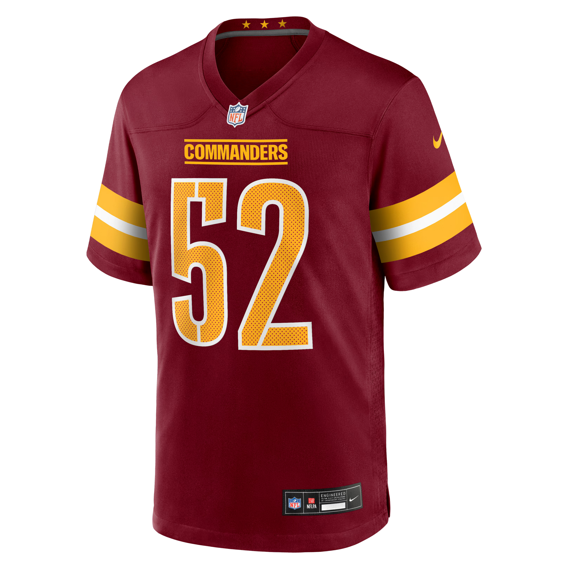 Washington Commanders Preston Smith Burgundy Team Game Jersey football jersey product view 1