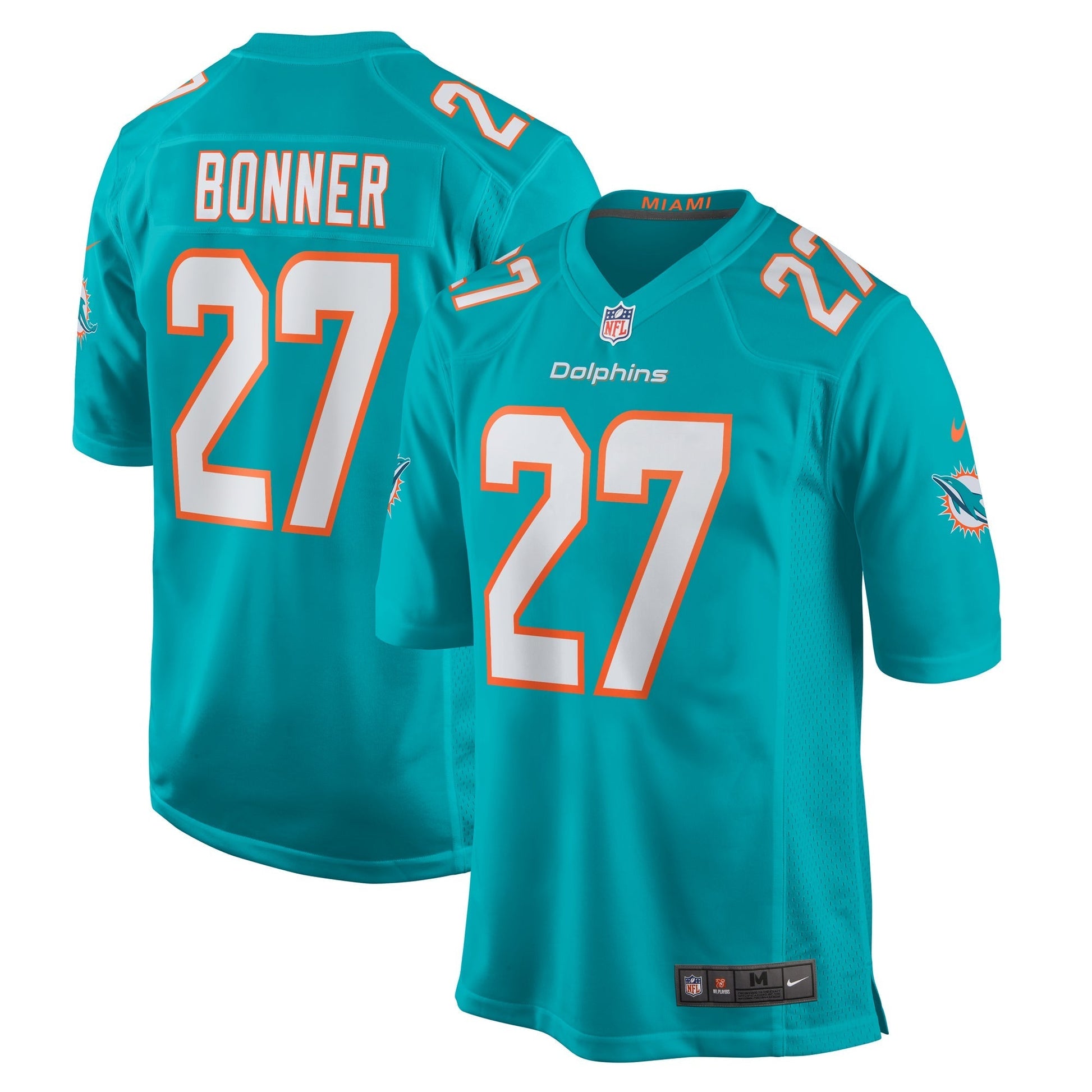 Miami Dolphins Ethan Bonner Aqua Game Jersey football jersey product view 1