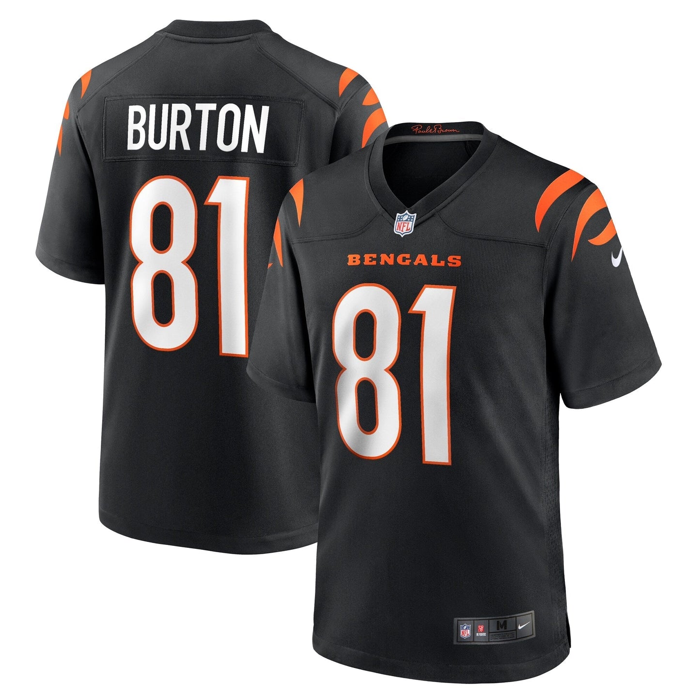 Cincinnati Bengals Jermaine Burton Black Game Jersey football jersey product view 1