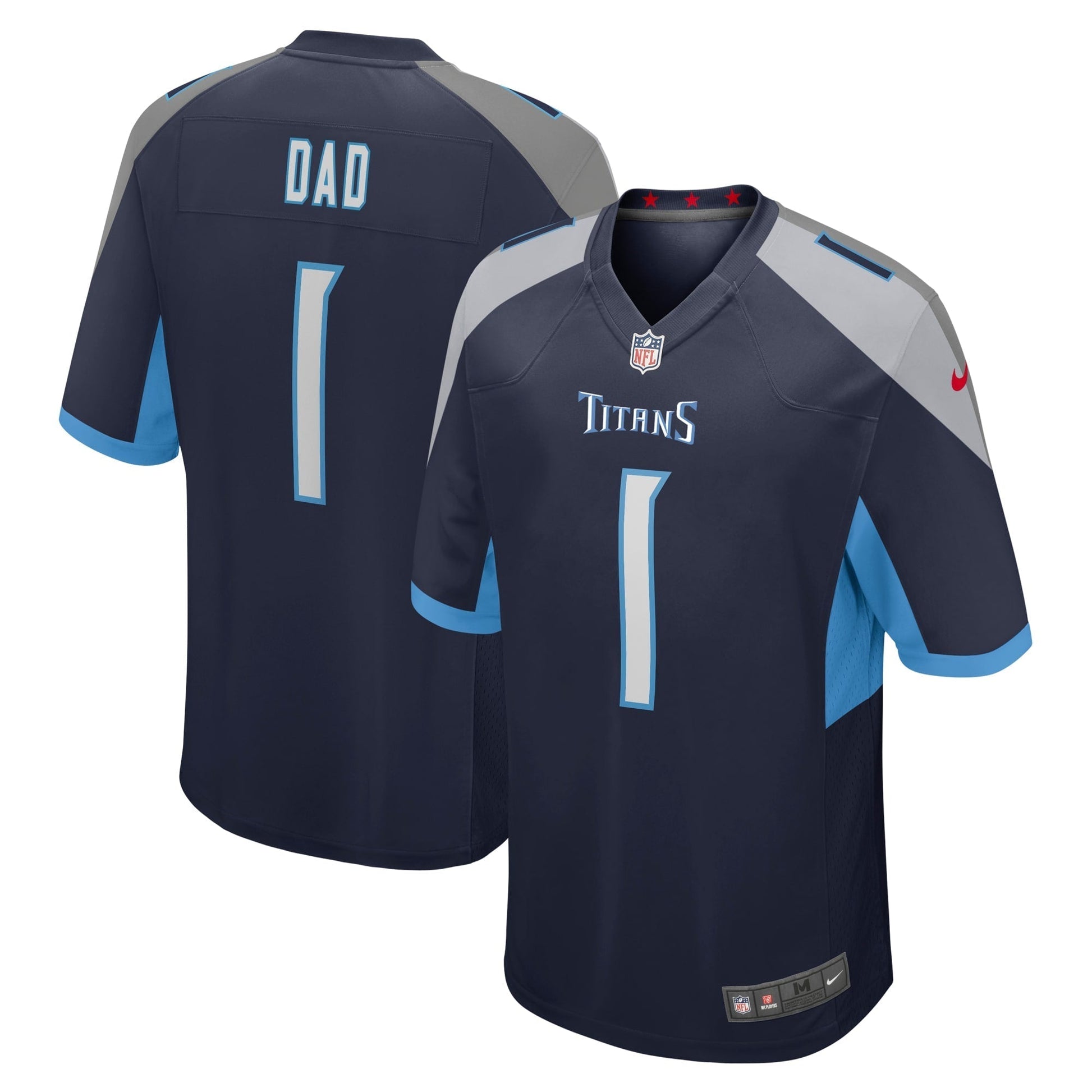 Tennessee Titans Number 1 Dad Navy Game Jersey football jersey product view 1