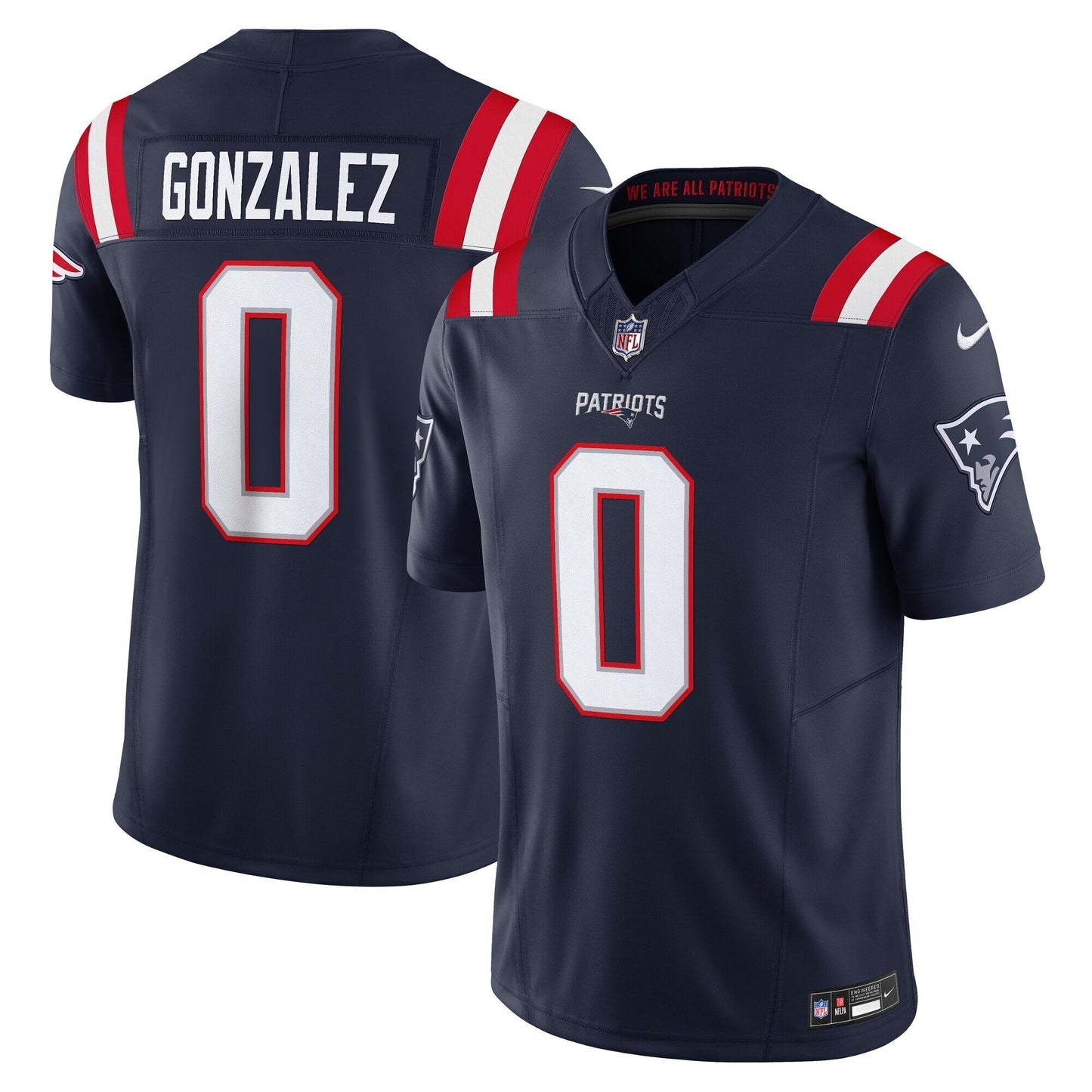 New England Patriots Christian Gonzalez Navy Vapor F.U.S.E. Limited Jersey football jersey product view 1