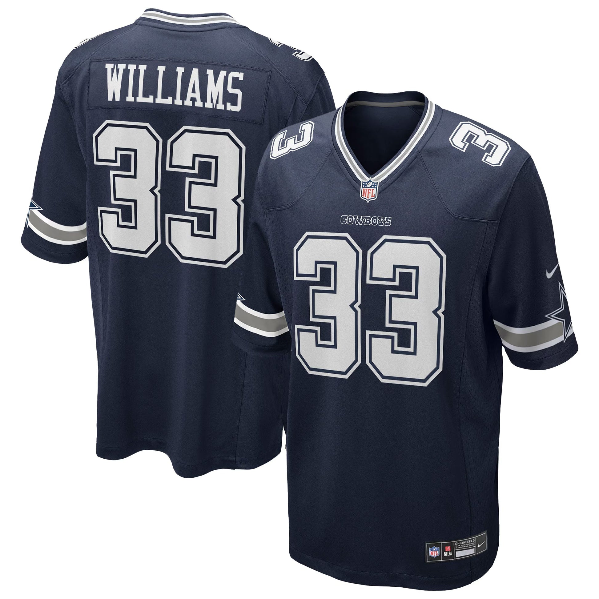 Dallas Cowboys Javonte Williams Navy Team Game Jersey football jersey product view 1