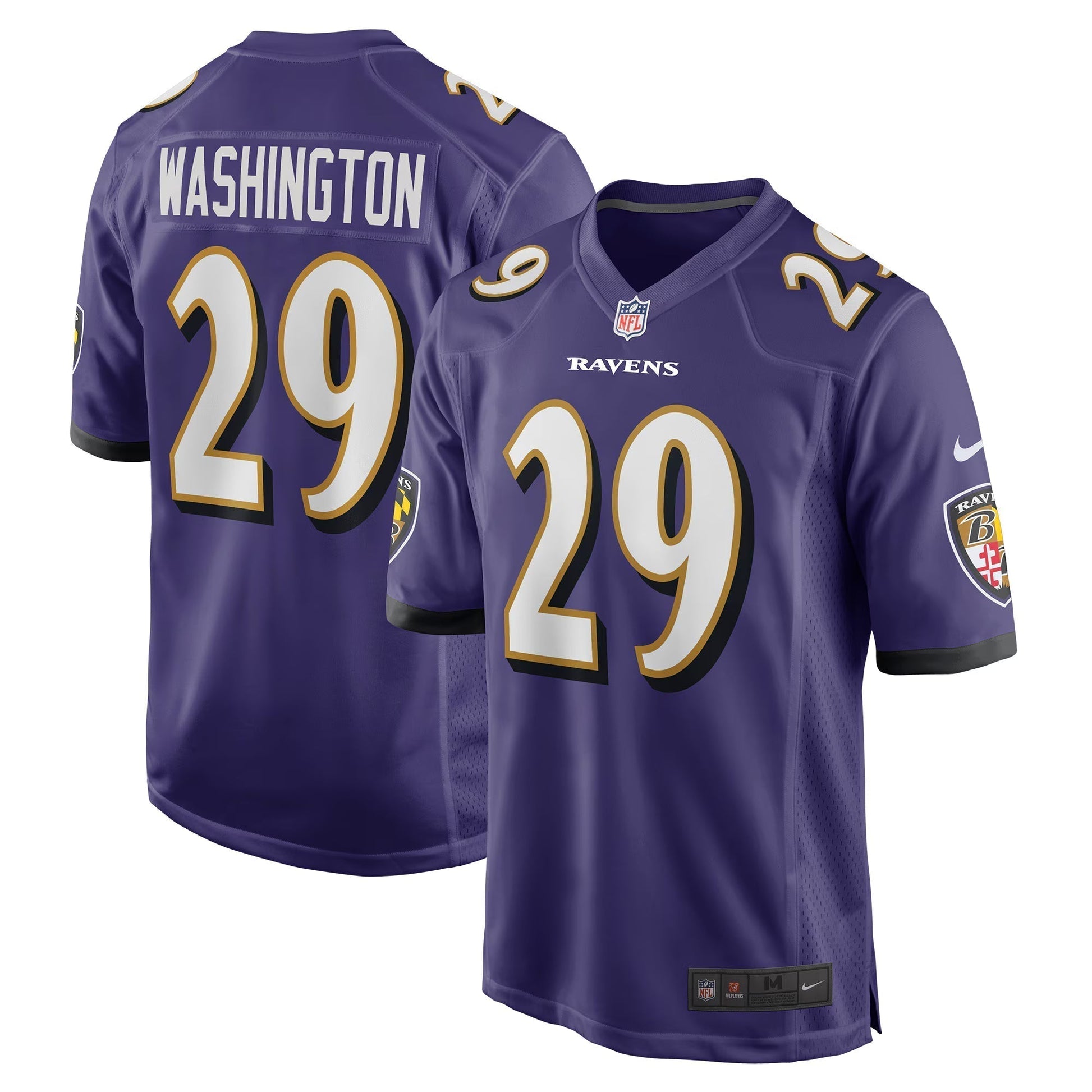 Baltimore Ravens Ar'Darius Washington Purple Player Game Jersey football jersey product view 1