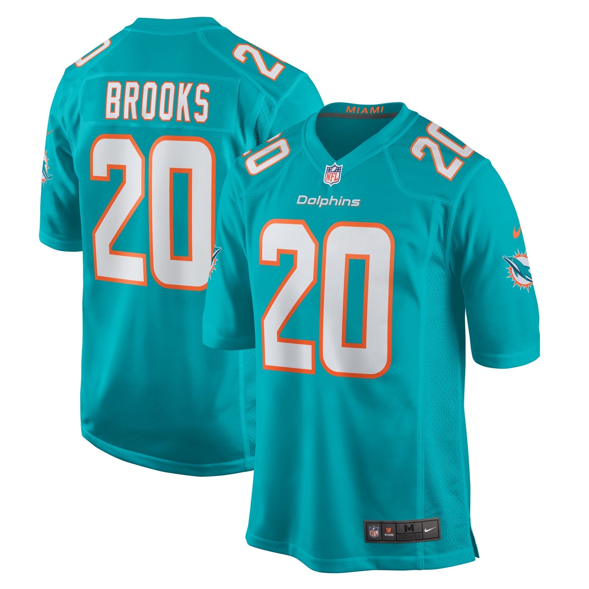 Miami Dolphins Jordyn Brooks Aqua Game Jersey football jersey product view 1