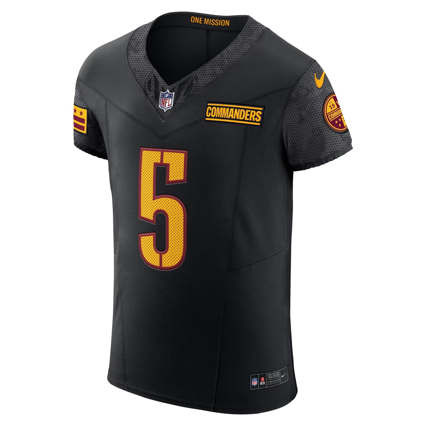 Washington Commanders Jayden Daniels Black Alternate Vapor F.U.S.E. Elite Jersey football jersey product view 2