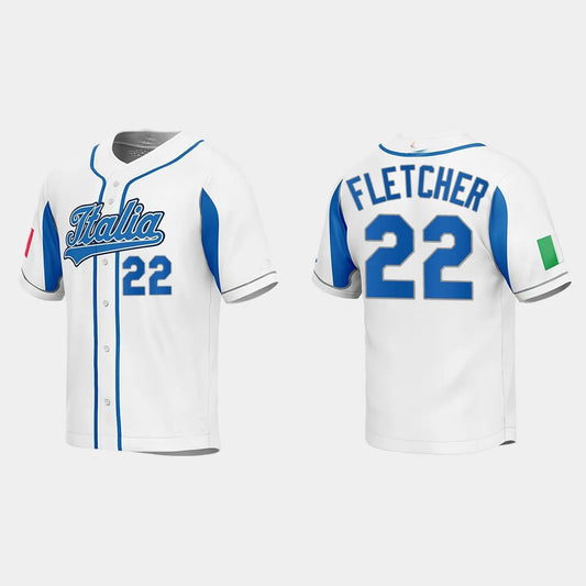 #22 DAVID FLETCHER ITALY BASEBALL 2023 WORLD BASEBALL CLASSIC JERSEY ¨C WHITE Stitches Baseball Jerseys baseball jersey product view 1