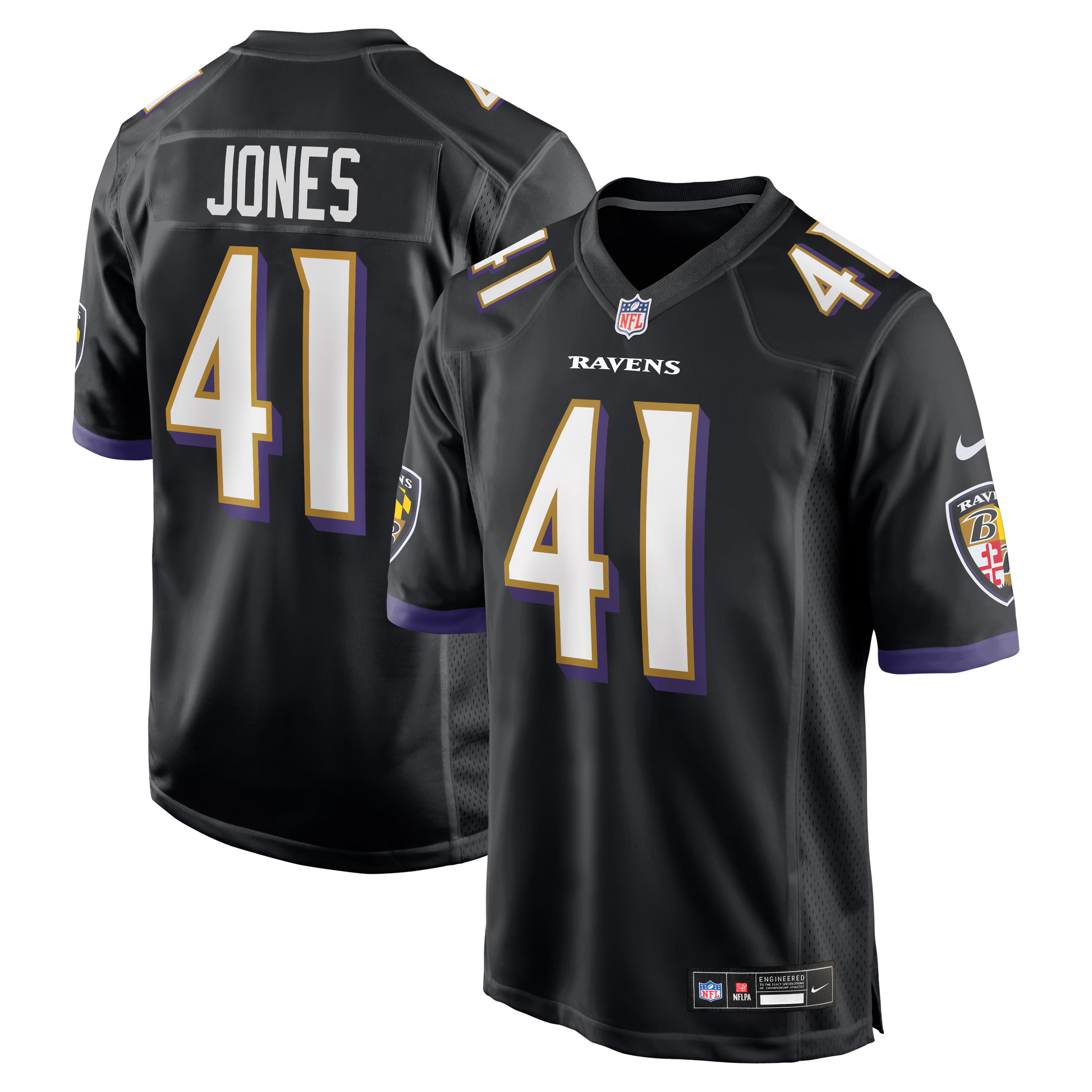 Baltimore Ravens Dre'Mont Jones Black Alternate Game Jersey football jersey product view 1