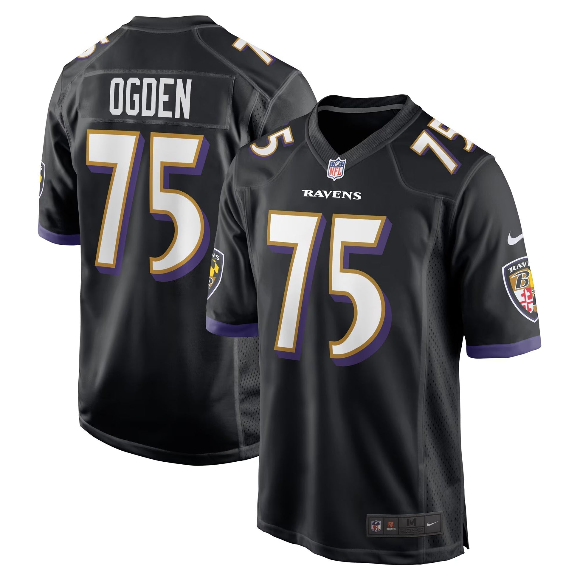 Baltimore Ravens Jonathan Ogden Black Retired Player Alternate Game Jersey football jersey product view 1