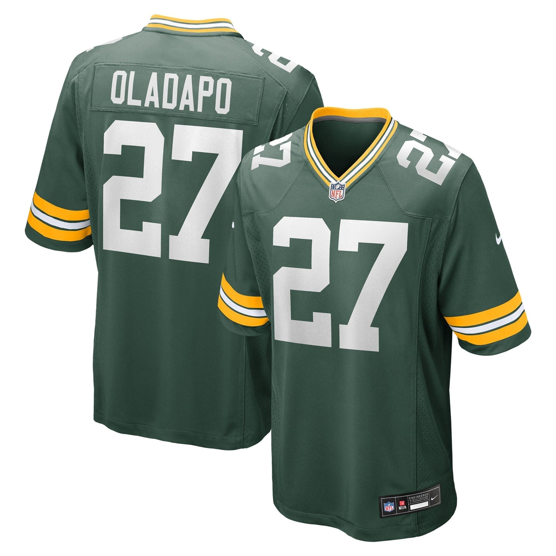 Green Bay Packers Kitan Oladapo Green Game Jersey football jersey product view 1