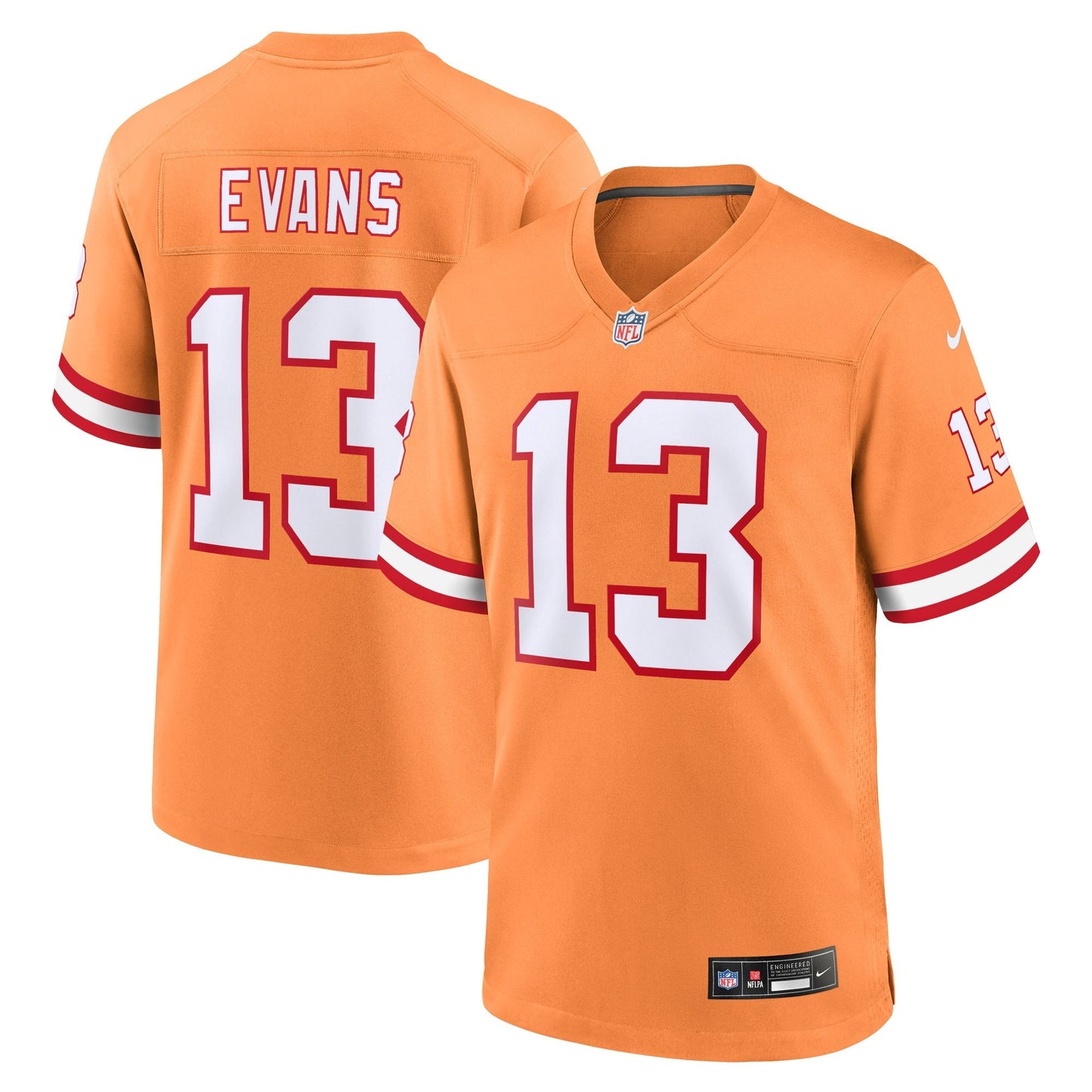 Tampa Bay Buccaneers Mike Evans Orange Throwback Game Jersey football jersey product view 1