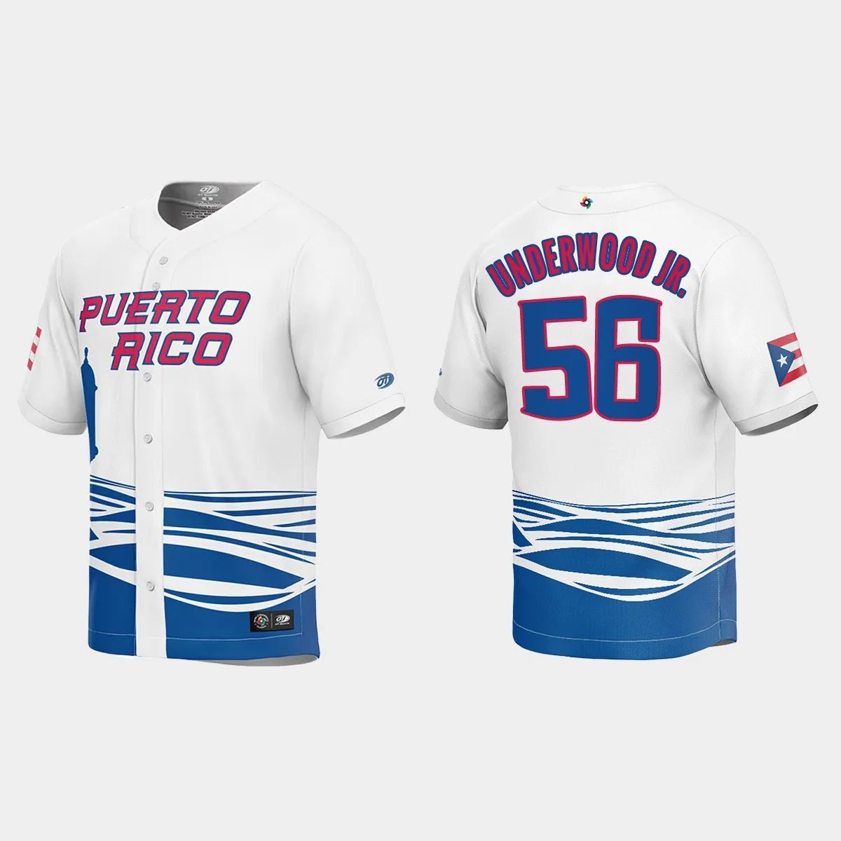 #56 DUANE UNDERWOOD JR. PUERTO RICO BASEBALL 2023 WORLD BASEBALL CLASSIC JERSEY ¨C WHITE Stitches Baseball Jerseys baseball jersey product view 1