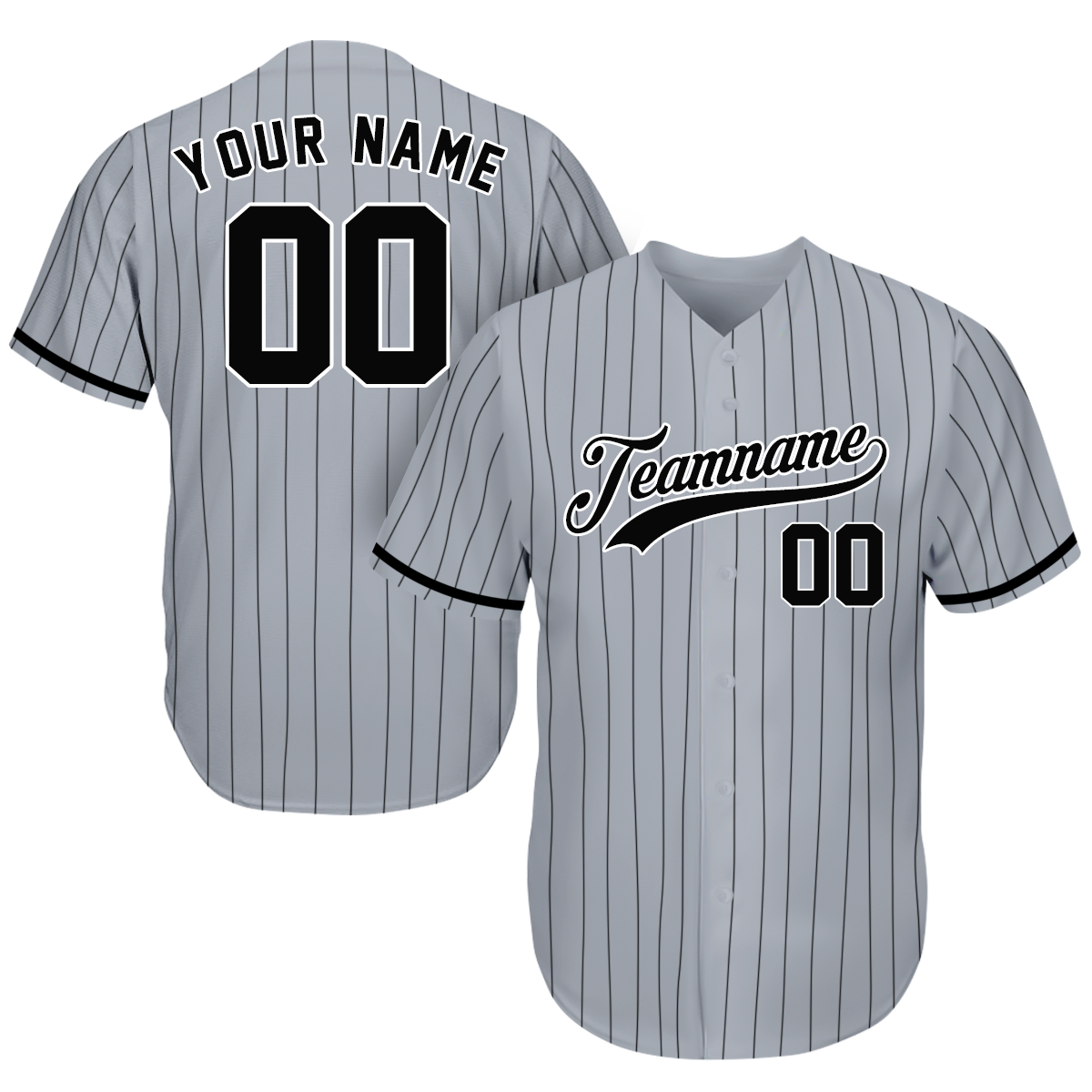 Custom Jersey Baseball - Gift Ideas For Baseball Fans - Pinstripe Gray Black - Father's Day Gifts Baseball - T-Shirt, Sweatshirt, Hoodie