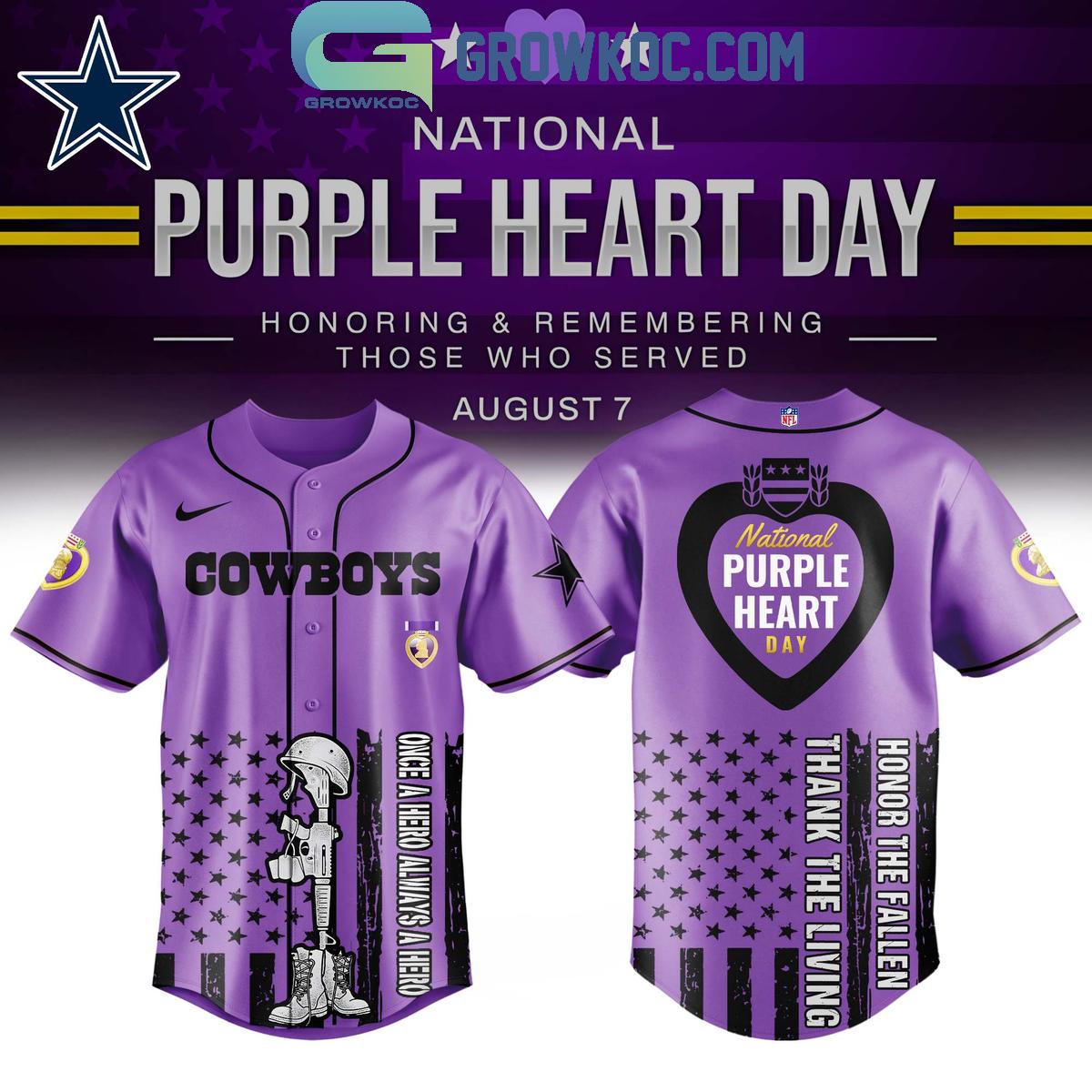 Dallas Cowboys Purple Heart Day 2025 Baseball Jersey Unisex T-shirt, Sweatshirt, Hoodie, Long Sleeve Tee - T-Shirt, Sweatshirt, Hoodie