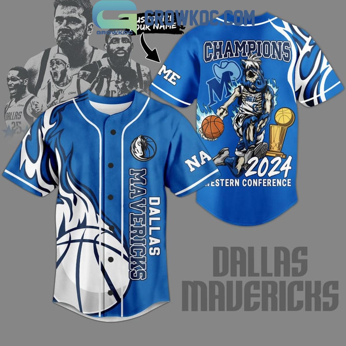 Dallas Mavericks 2024 Champions Personalized Baseball Jersey Blue Unisex T-shirt, Sweatshirt, Hoodie, Long Sleeve Tee - T-Shirt, Sweatshirt, Hoodie