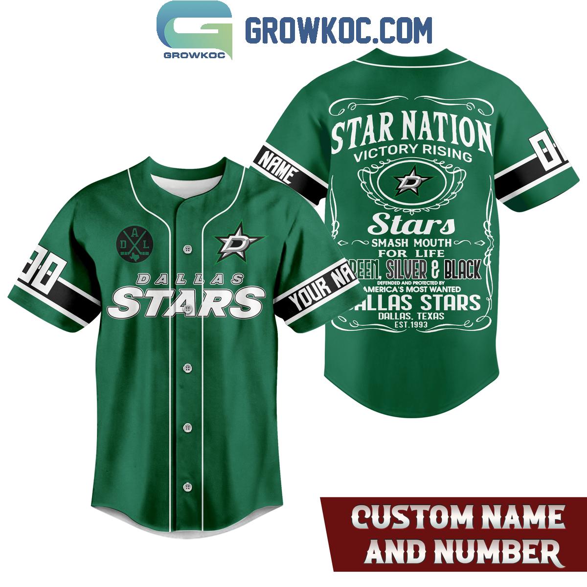 Dallas Stars Star Nation Green Silver Black Personalized Baseball Jersey Unisex T-shirt, Sweatshirt, Hoodie, Long Sleeve Tee - T-Shirt, Sweatshirt, Hoodie