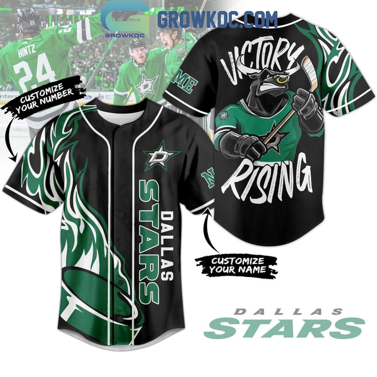 Dallas Stars Victory Rising Flame Personalized Baseball Jersey Unisex T-shirt, Sweatshirt, Hoodie, Long Sleeve Tee - T-Shirt, Sweatshirt, Hoodie