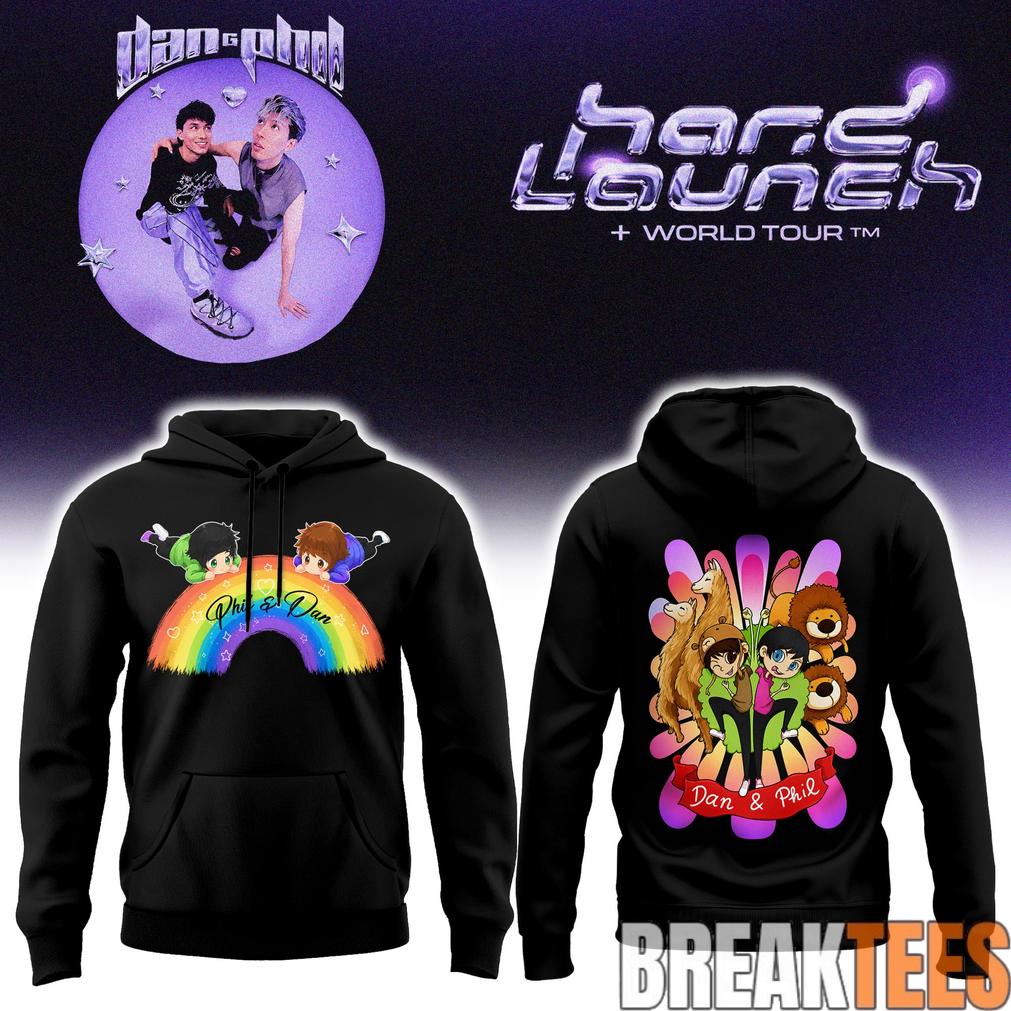 Dan and Phil Announce Hard Launch World Tour Rainbow Hoodie Unisex T-shirt, Sweatshirt, Hoodie, Long Sleeve Tee - T-Shirt, Sweatshirt, Hoodie