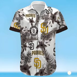 Dark Leaves White MLB Padres Hawaiian Shirt Baseball Fans Gift - Padres Hawaiian Shirt Unisex T-shirt, Sweatshirt, Hoodie, Long Sleeve Tee - T-Shirt, Sweatshirt, Hoodie