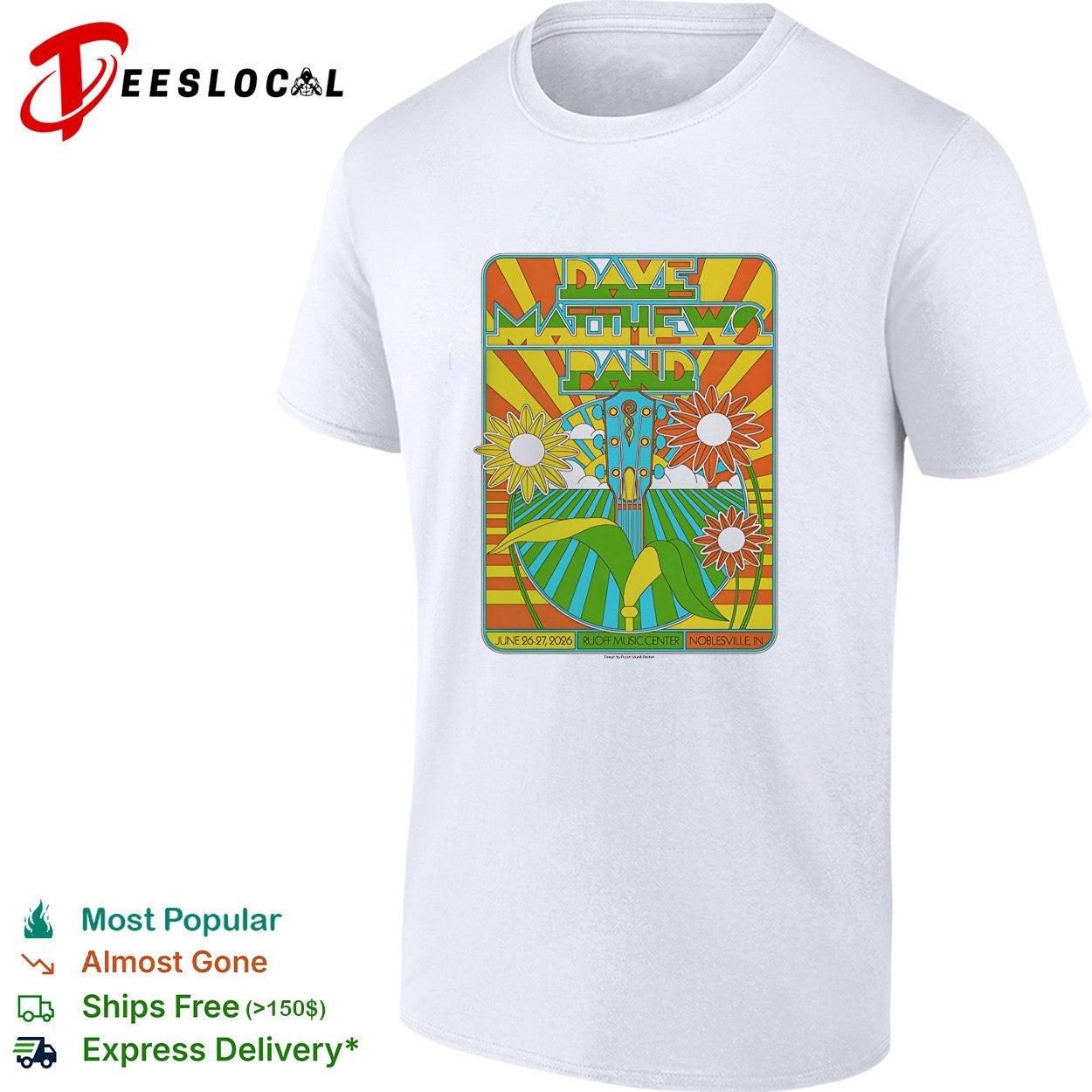 Dave Matthews Band Noblesville Indiana at Ruoff Music Center On June 26 27 2026 shirt Unisex T-shirt, Sweatshirt, Hoodie, Long Sleeve Tee - T-Shirt, Sweatshirt, Hoodie