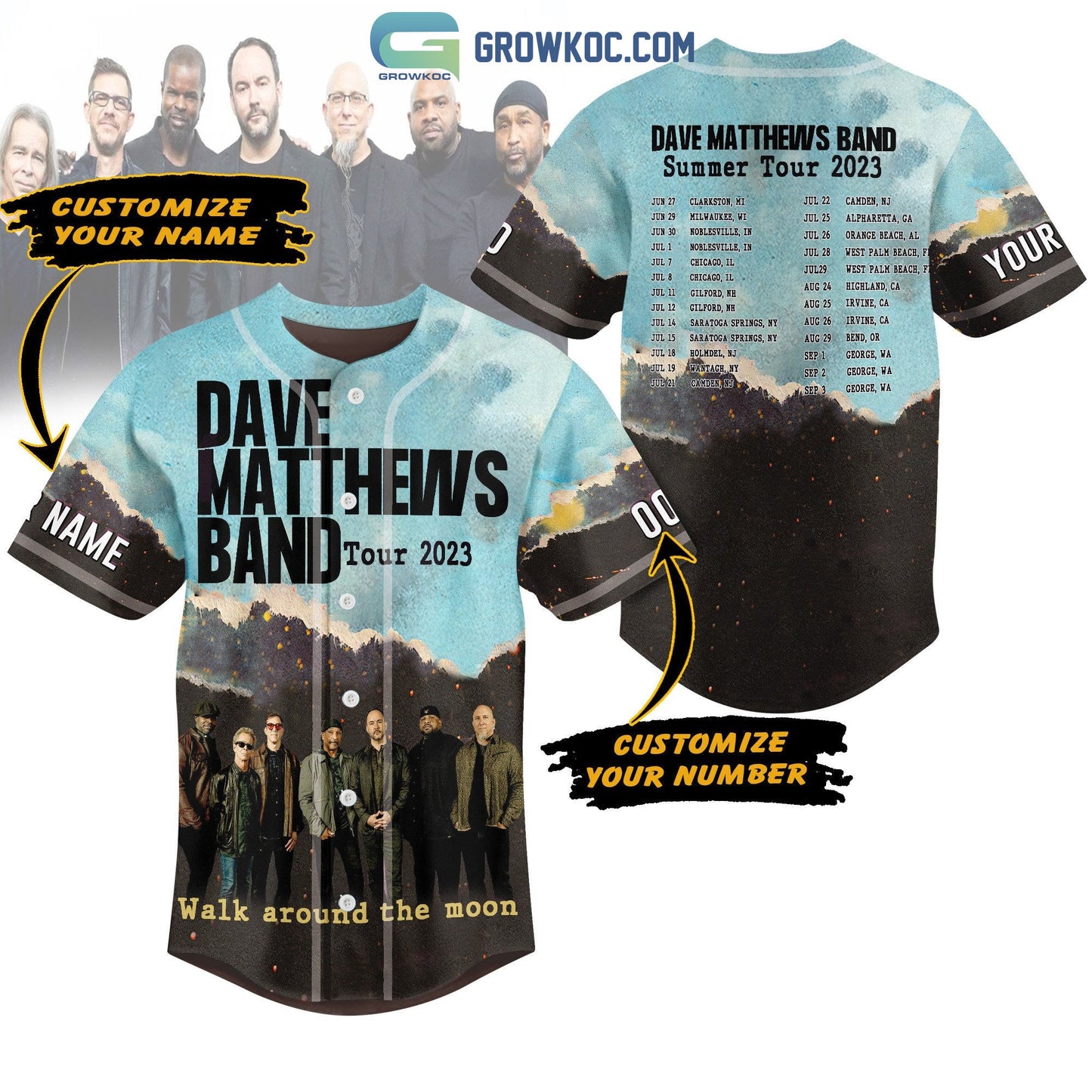 Dave Matthews Band Summer Tour 2023 Personalized Baseball Jersey Unisex T-shirt, Sweatshirt, Hoodie, Long Sleeve Tee - T-Shirt, Sweatshirt, Hoodie