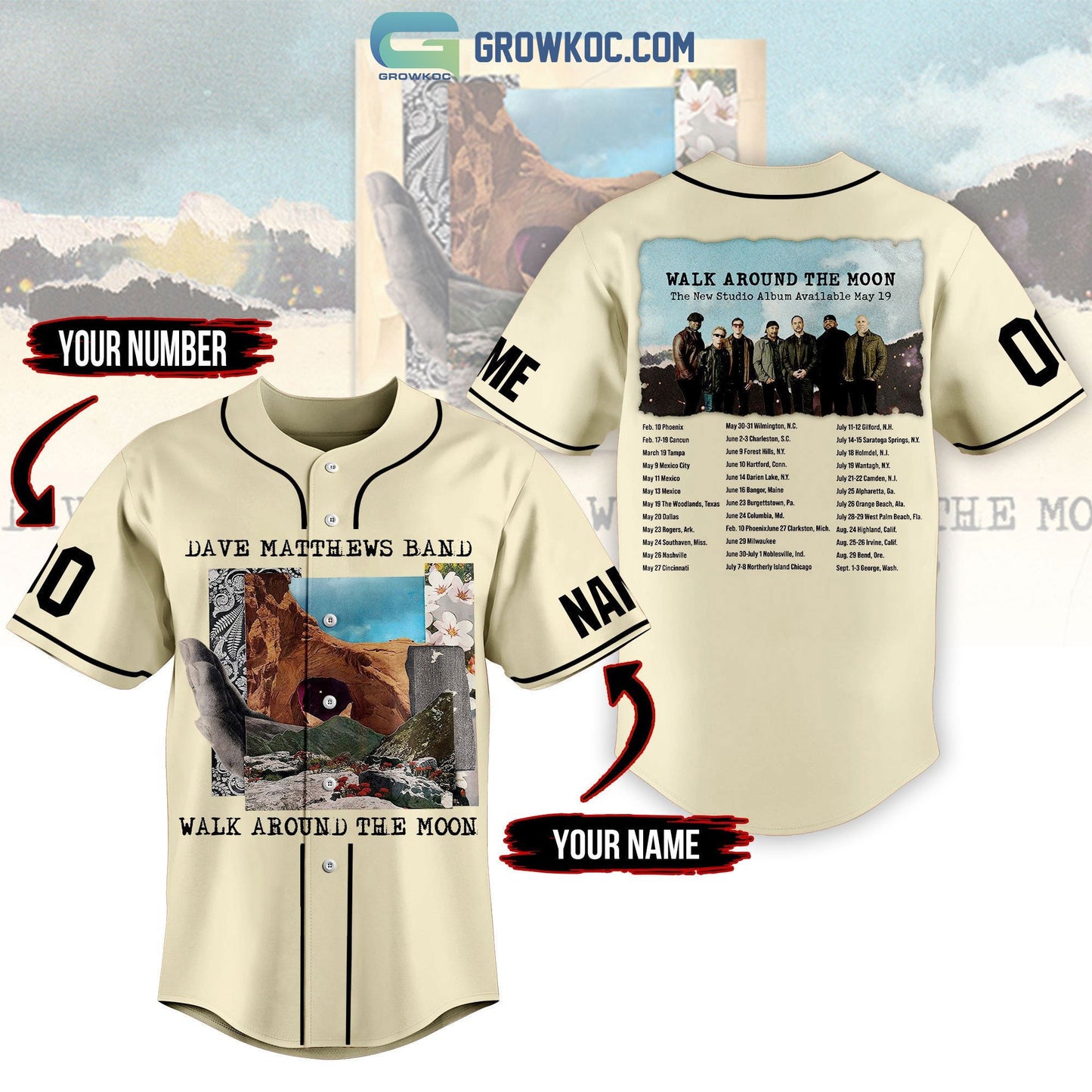 Dave Matthews Band Walk Around The Moon Personalized Baseball Jersey Unisex T-shirt, Sweatshirt, Hoodie, Long Sleeve Tee - T-Shirt, Sweatshirt, Hoodie