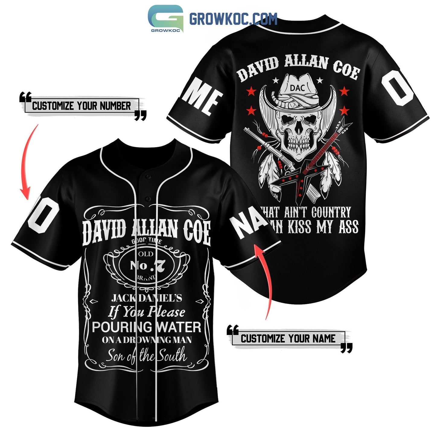 David Allan Coe Son of The South Personalized Baseball Jersey Unisex T-shirt, Sweatshirt, Hoodie, Long Sleeve Tee - T-Shirt, Sweatshirt, Hoodie
