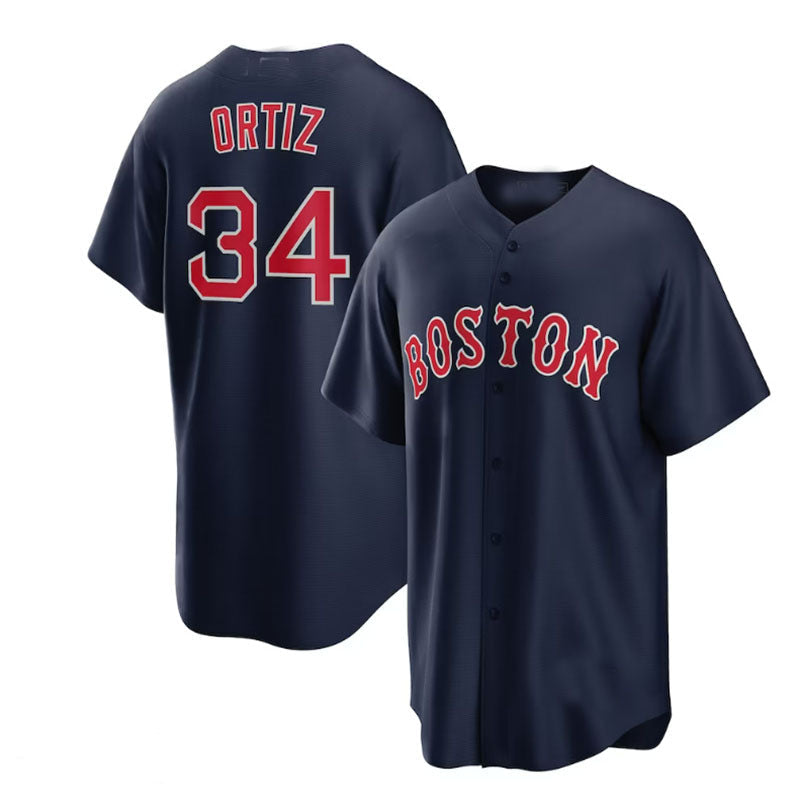 Boston Red Sox Road #34 David Ortiz Alternate Replica Player Jersey - Navy Baseball Jerseys baseball jersey product view 1