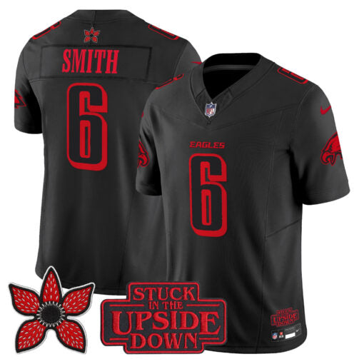 DeVonta Smith Philadelphia Eagles Stranger Things Edition Jersey - Black football jersey product view 1
