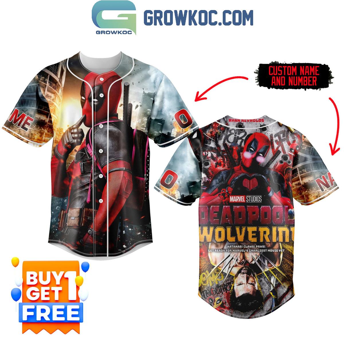 Deadpool Wolverine Dream Team Personalized Baseball Jersey Unisex T-shirt, Sweatshirt, Hoodie, Long Sleeve Tee - T-Shirt, Sweatshirt, Hoodie