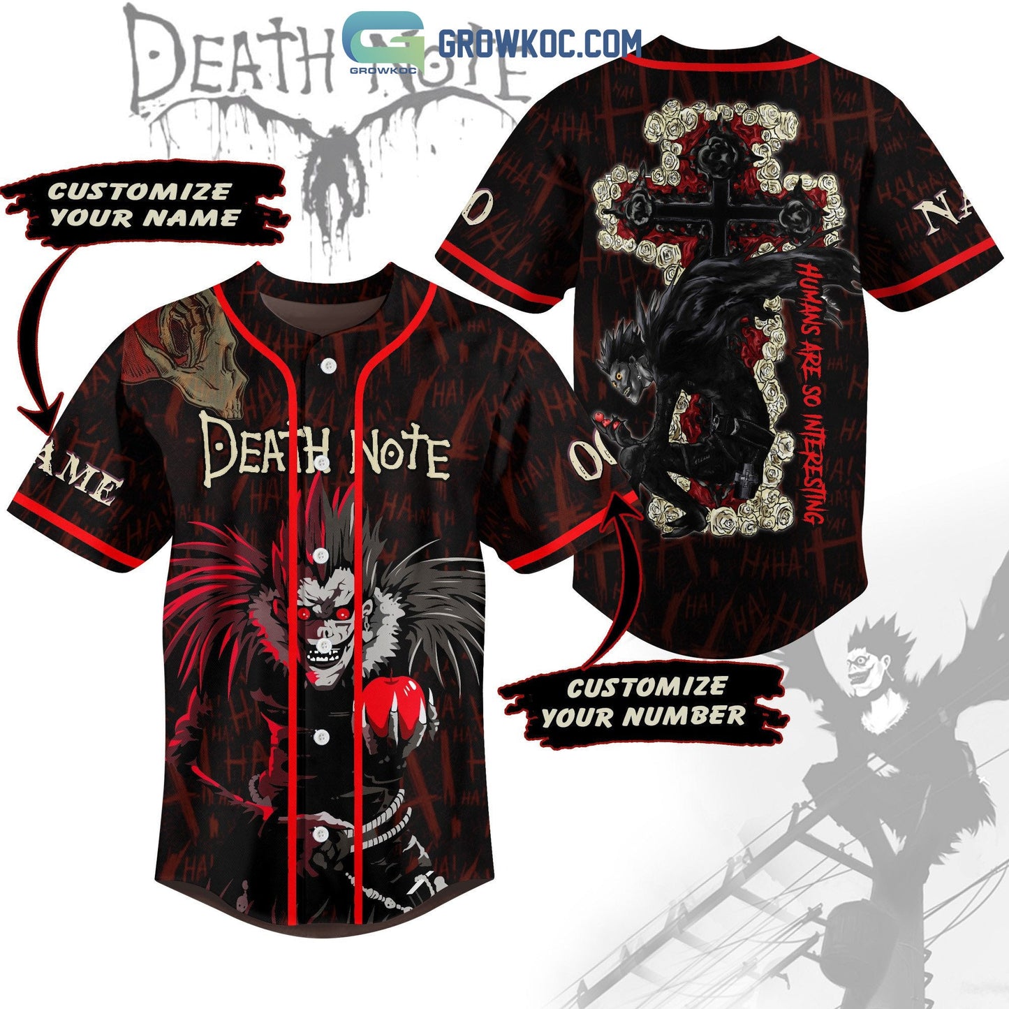 Death Note Humans Are So Interesting Personalized Baseball Jersey Unisex T-shirt, Sweatshirt, Hoodie, Long Sleeve Tee - T-Shirt, Sweatshirt, Hoodie