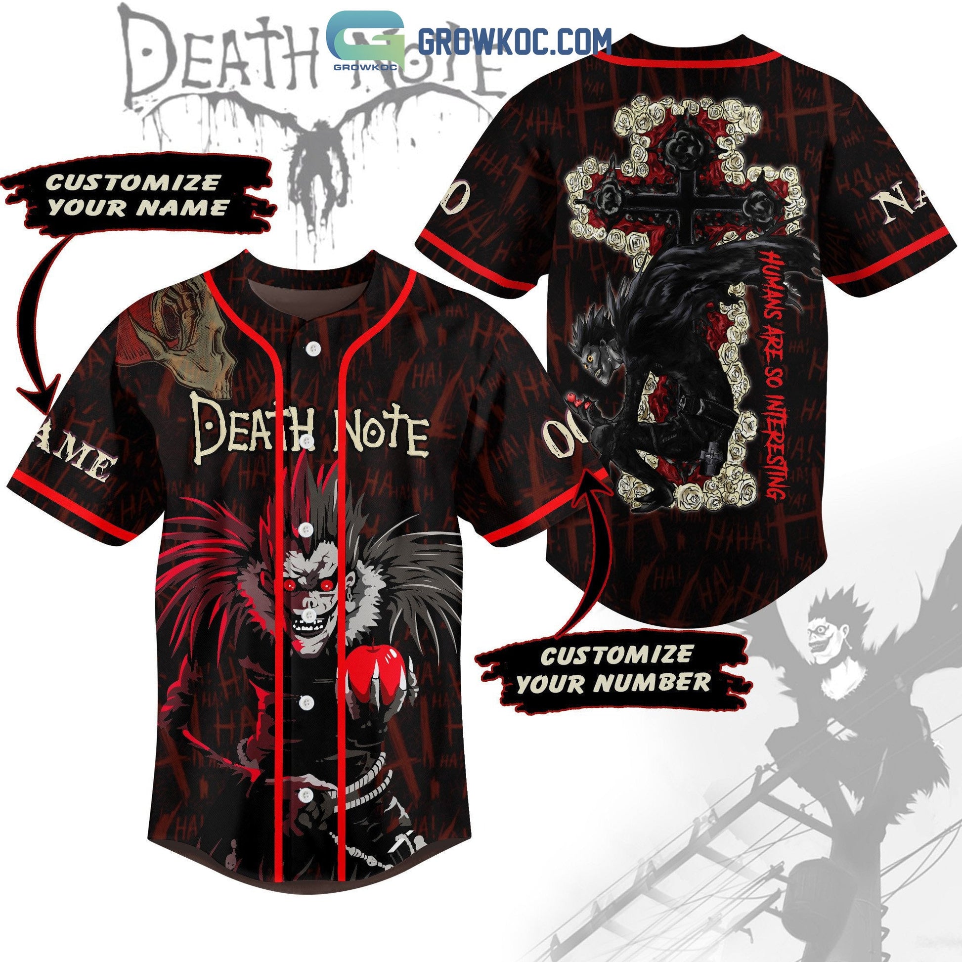 Death Note Humans Are So Interesting Personalized Baseball Jersey Unisex T-shirt, Sweatshirt, Hoodie, Long Sleeve Tee - T-Shirt, Sweatshirt, Hoodie