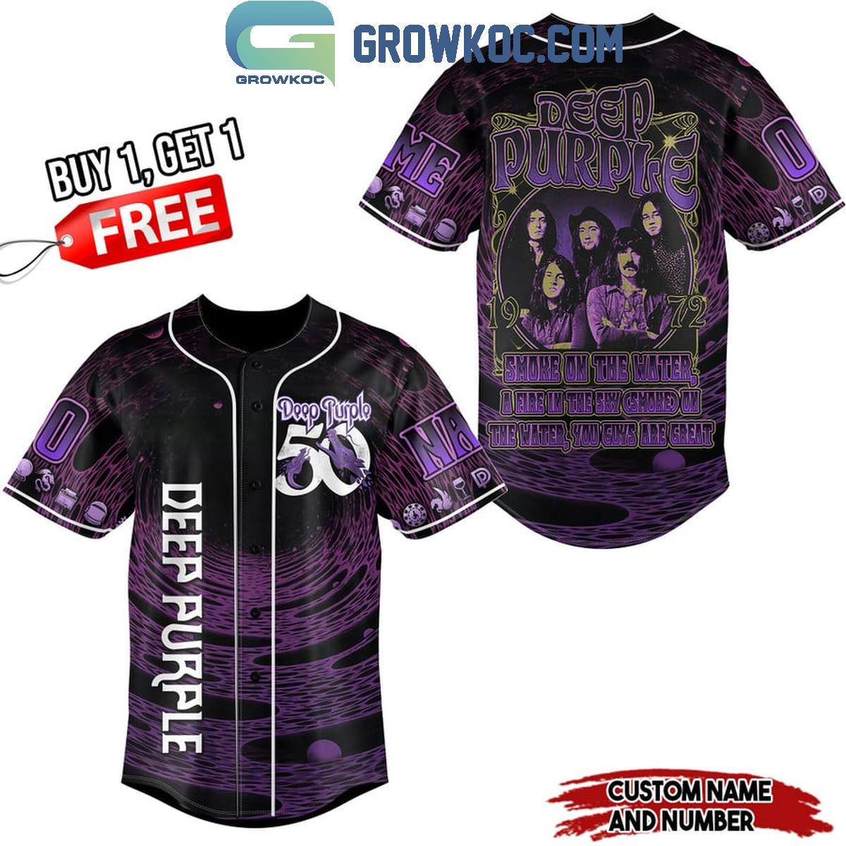 Deep Purple Smoke On The Water Personalized Baseball Jersey Unisex T-shirt, Sweatshirt, Hoodie, Long Sleeve Tee - T-Shirt, Sweatshirt, Hoodie