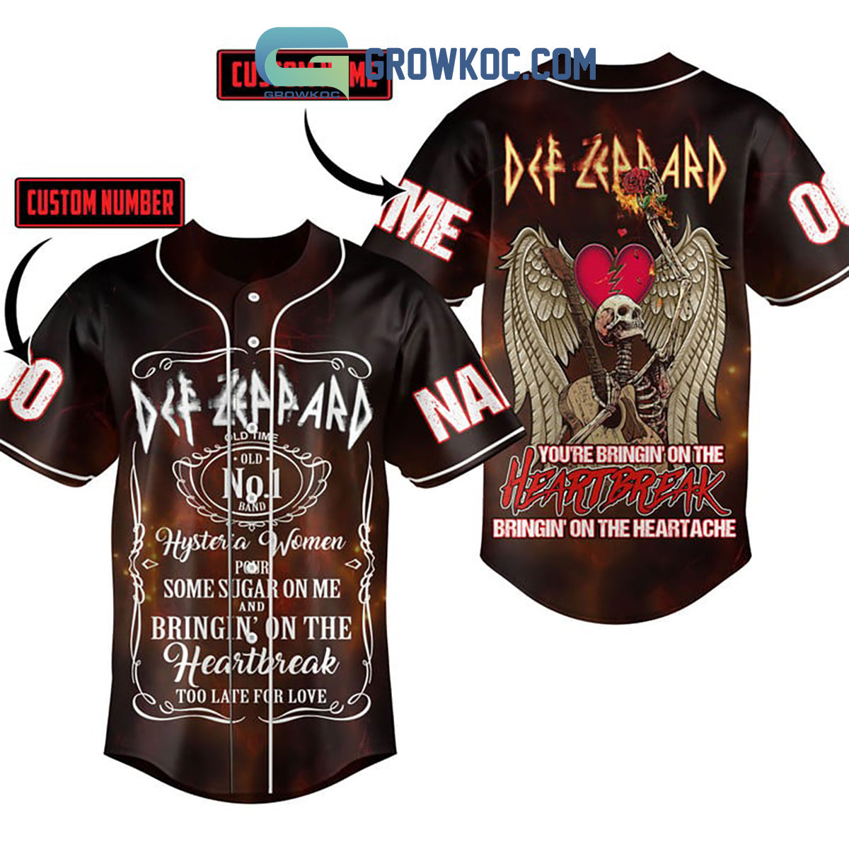 Def Leppard Bringin On The Heartache Personalized Baseball Jersey Unisex T-shirt, Sweatshirt, Hoodie, Long Sleeve Tee - T-Shirt, Sweatshirt, Hoodie