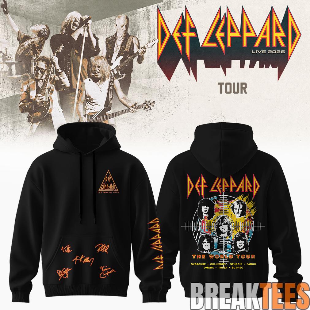 Def Leppard Live 2026 Limited Edition Signature Hoodie Unisex T-shirt, Sweatshirt, Hoodie, Long Sleeve Tee - T-Shirt, Sweatshirt, Hoodie