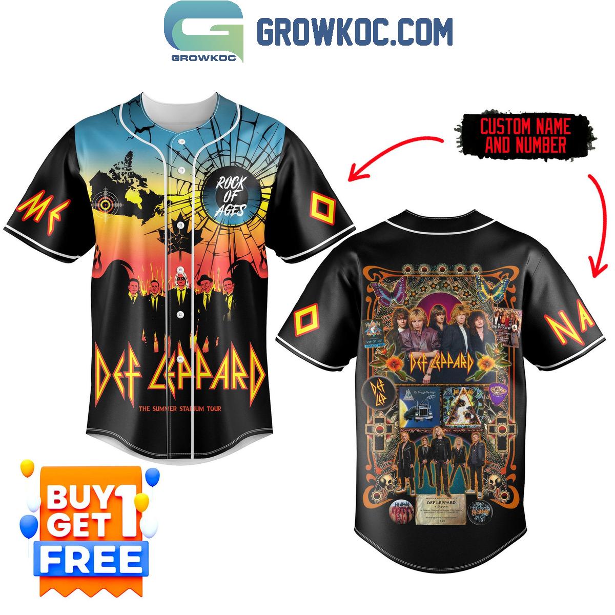 Def Leppard Summer Tour 2024 Personalized Baseball Jersey Unisex T-shirt, Sweatshirt, Hoodie, Long Sleeve Tee - T-Shirt, Sweatshirt, Hoodie