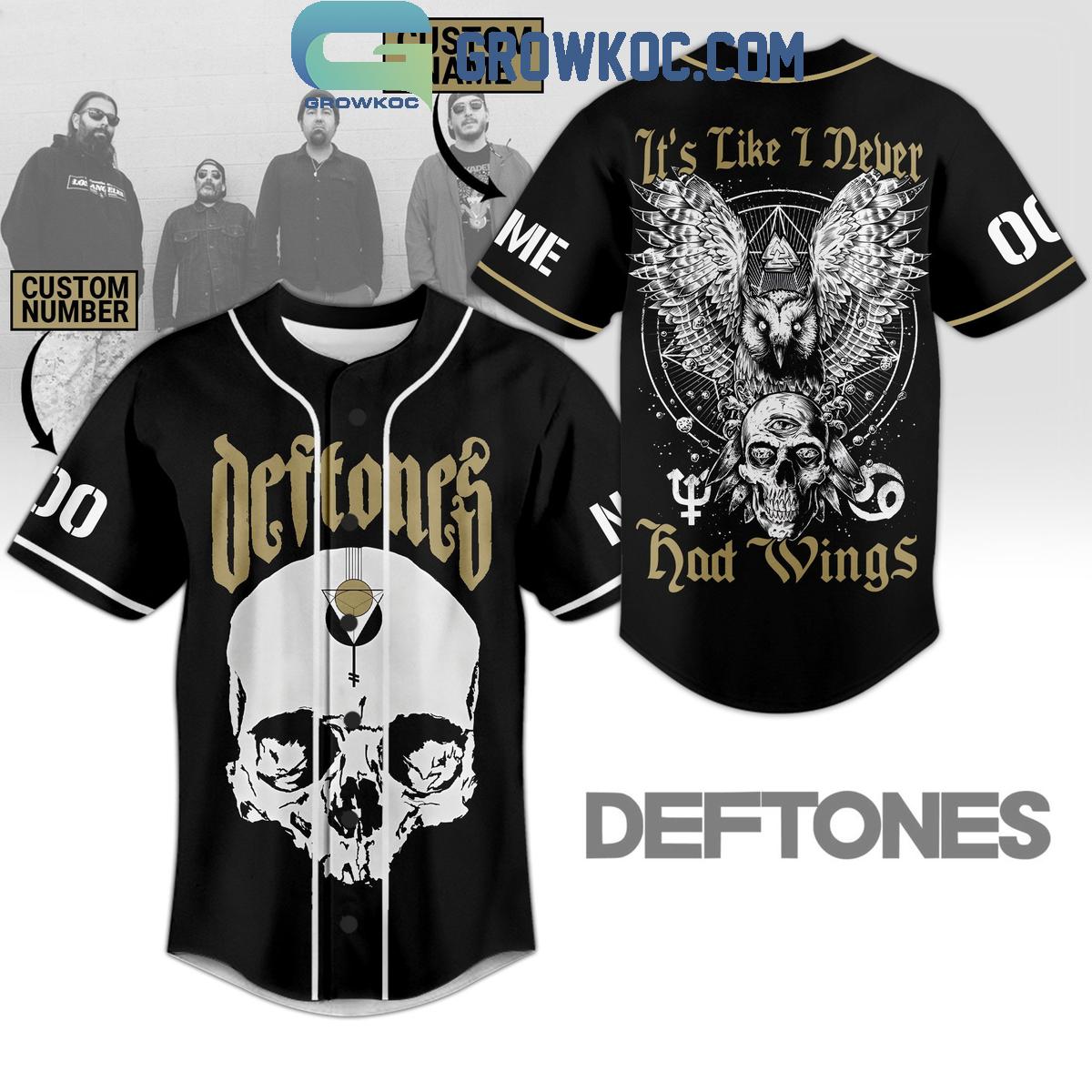 Deftones Its Like I Never Had Wings Personalized Baseball Jersey Unisex T-shirt, Sweatshirt, Hoodie, Long Sleeve Tee - T-Shirt, Sweatshirt, Hoodie