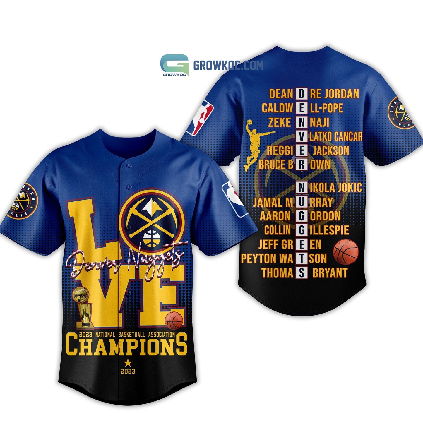 Denver Nuggets Love Team 2023 National Basketball Association Champions Black Blue Design Baseball Jersey - T-Shirt, Sweatshirt, Hoodie