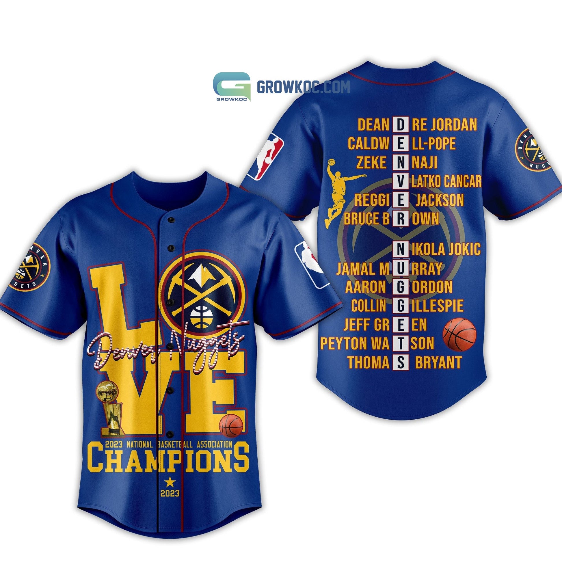 Denver Nuggets Love Team 2023 National Basketball Association Champions Blue Design Baseball Jersey - T-Shirt, Sweatshirt, Hoodie